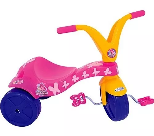 Triciclo Infantil Borboletinha Rosa Com Pedal Xalingo